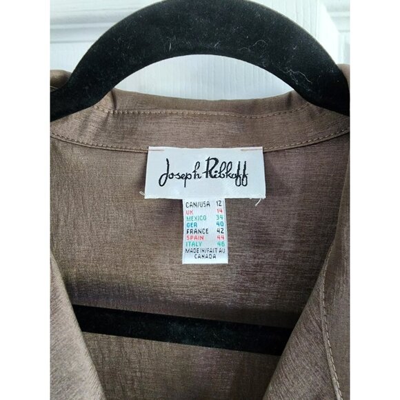 Joseph Ribkoff Light Brown Taffeta style button front sleeveless dress Size 12 - Picture 5 of 7